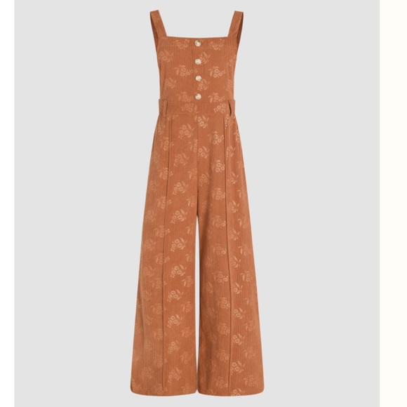 Cider Pants & Jumpsuits Cider Brown Corduroy Floral Details